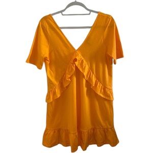 ASOS ORANGE RUFFLE DETAILED SHIFT DRESS SIZE 2